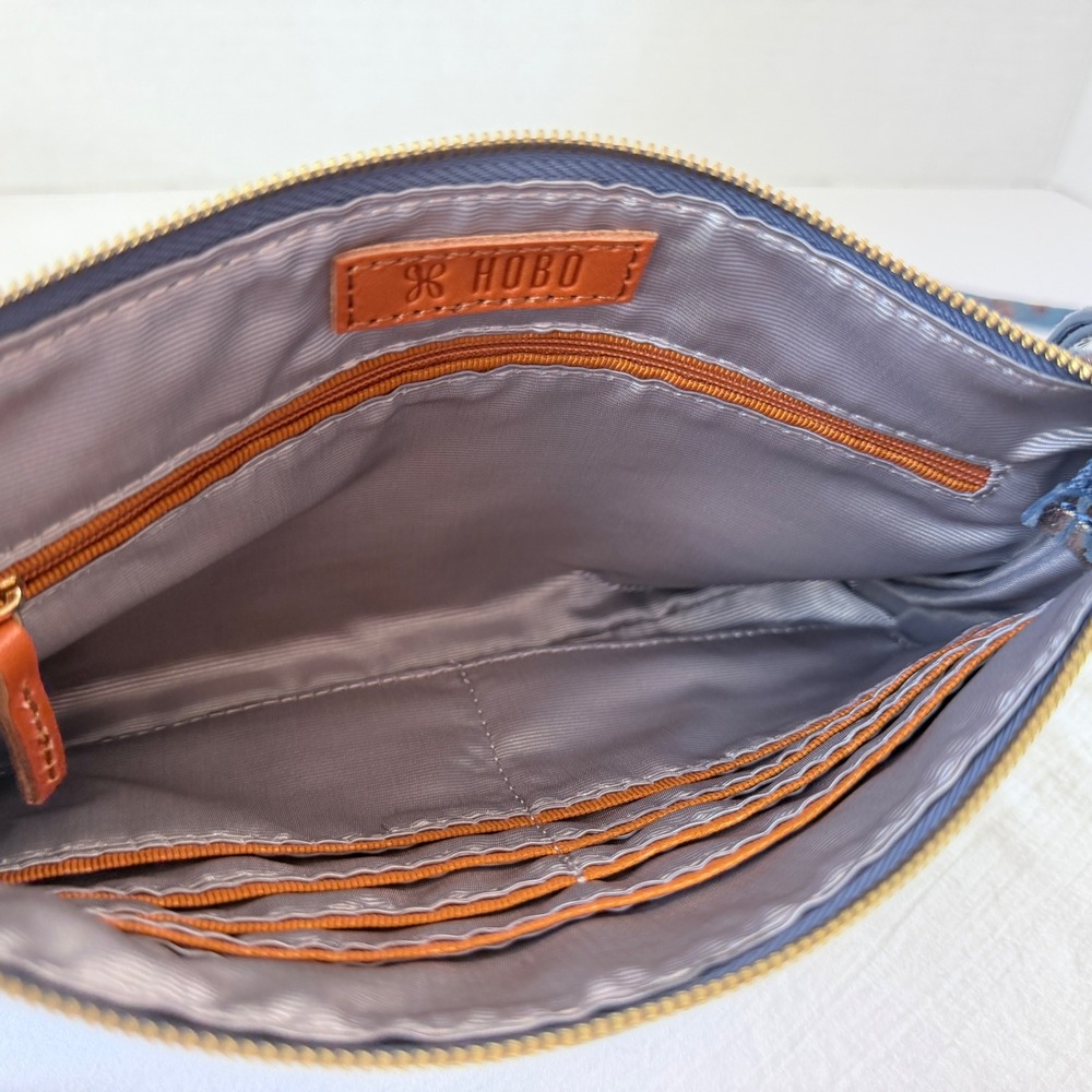 HOBO Int'l DARCY Convertible Blue Mirrored Cheetah Print Xbody Clutch Shoulder - Picture 12 of 14